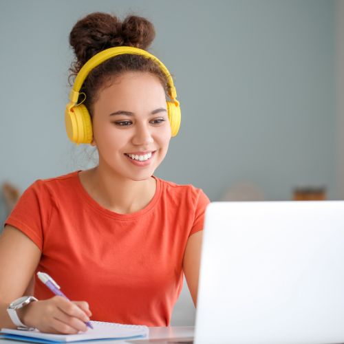 Student taking online exam